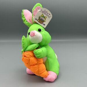 DanDee Soft Expressions Green Rabbit Plush Parachute Fabric Orange Carrot Easter